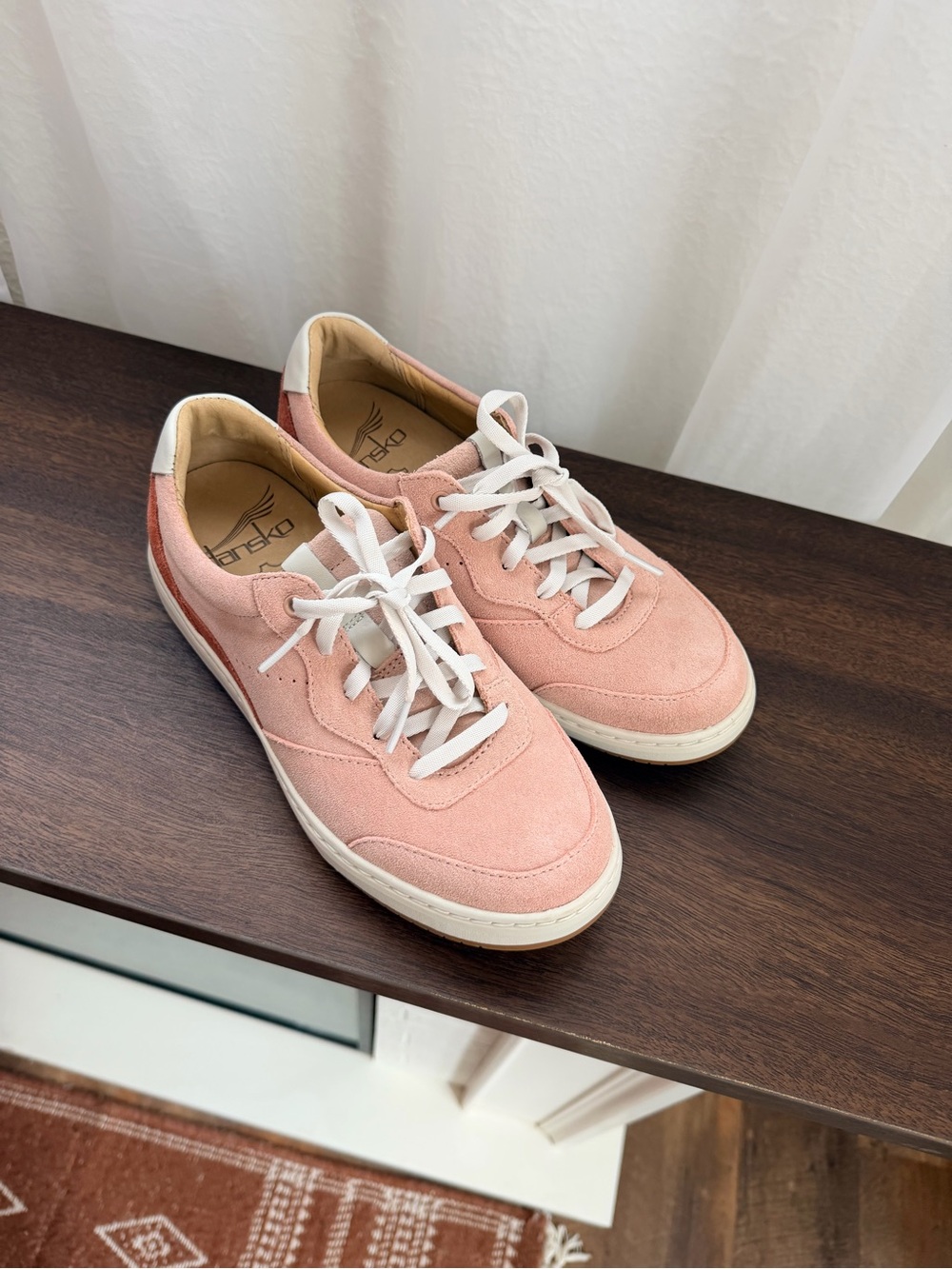 Dansko Josey Pink Suede Women's Sneakers with White Trim 37